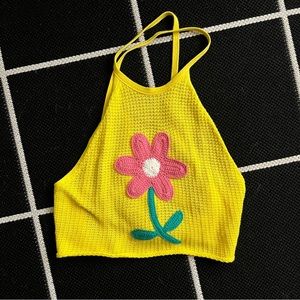 Delia’s Yellow Crop Adjustable Halter Top